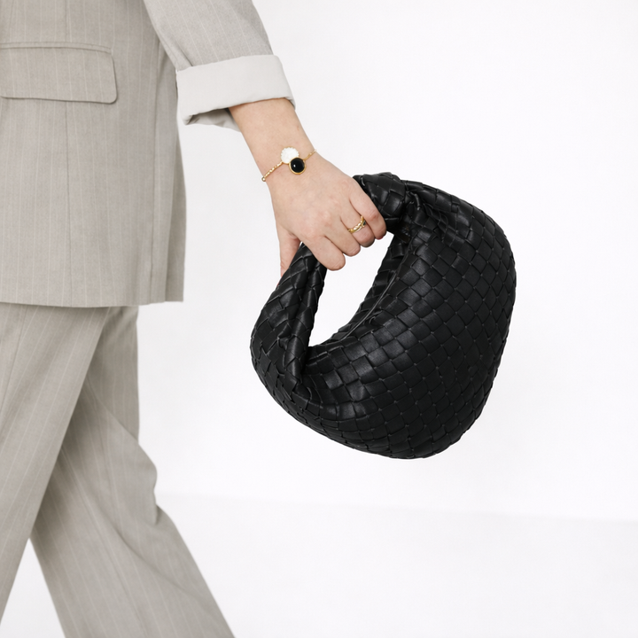 Elegant Woven Knot Handle Bag – Premium Vegan Leather