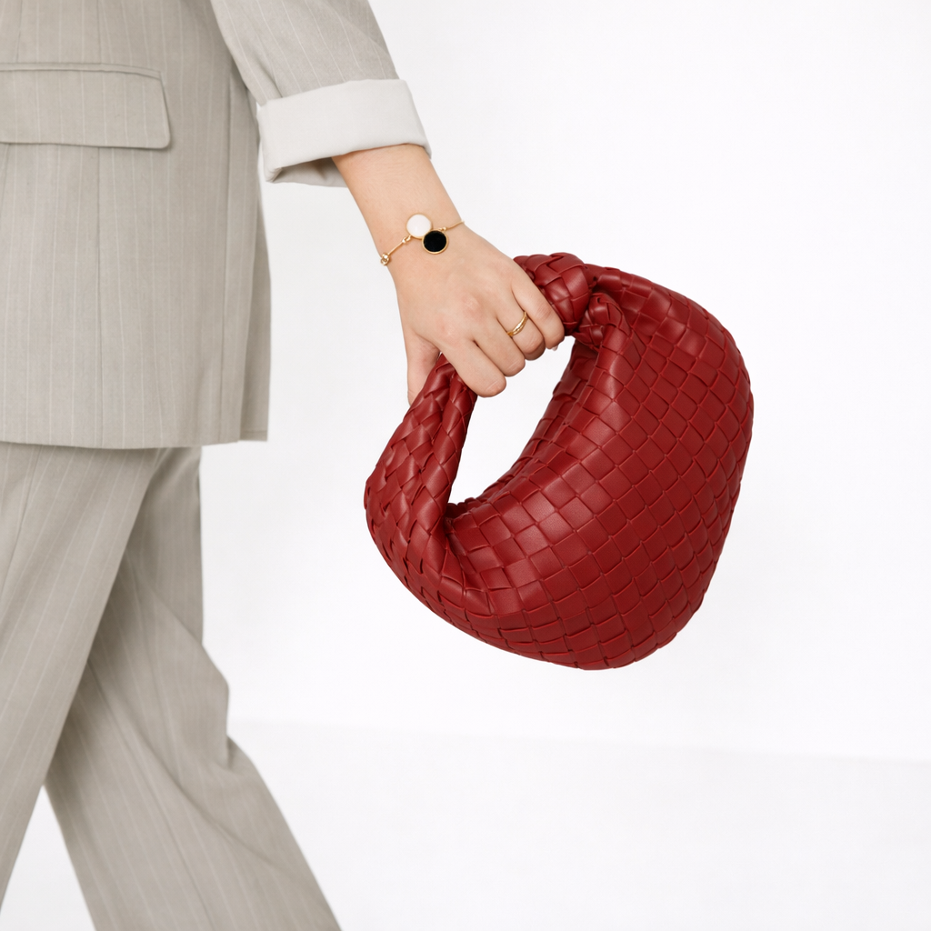 Elegant Woven Knot Handle Bag – Premium Vegan Leather