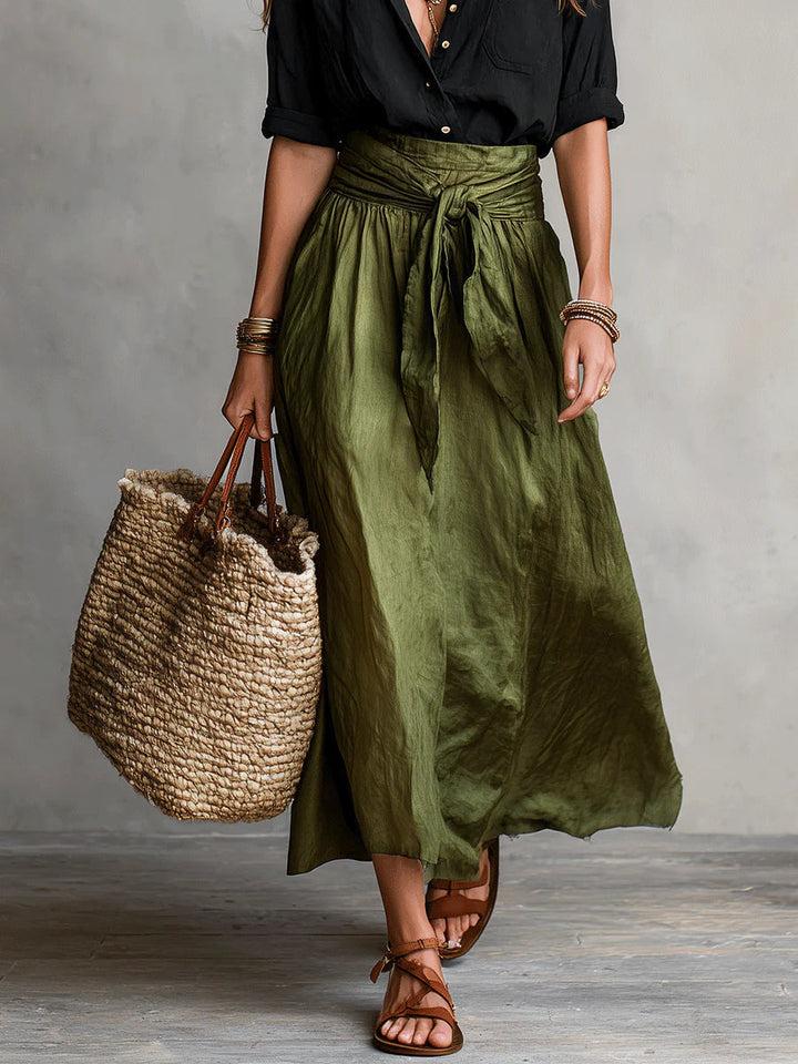 Women's Chic Top and High Waisted Midi Skirt Set