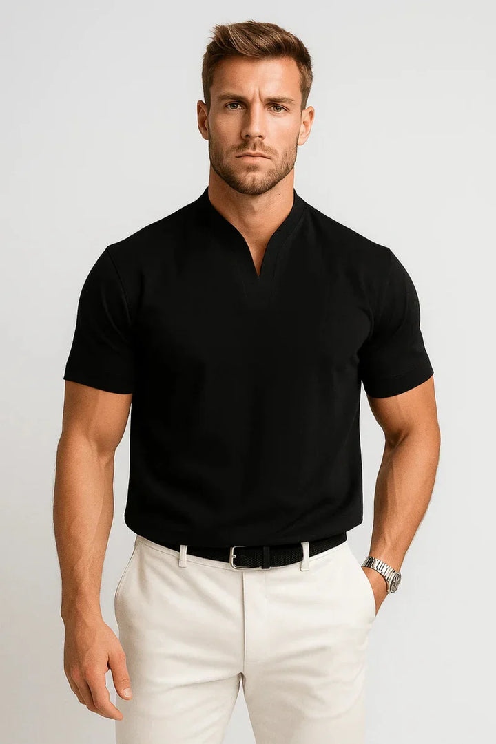 The Canberra Men's CasualSplit Collar Cotton T Shirt