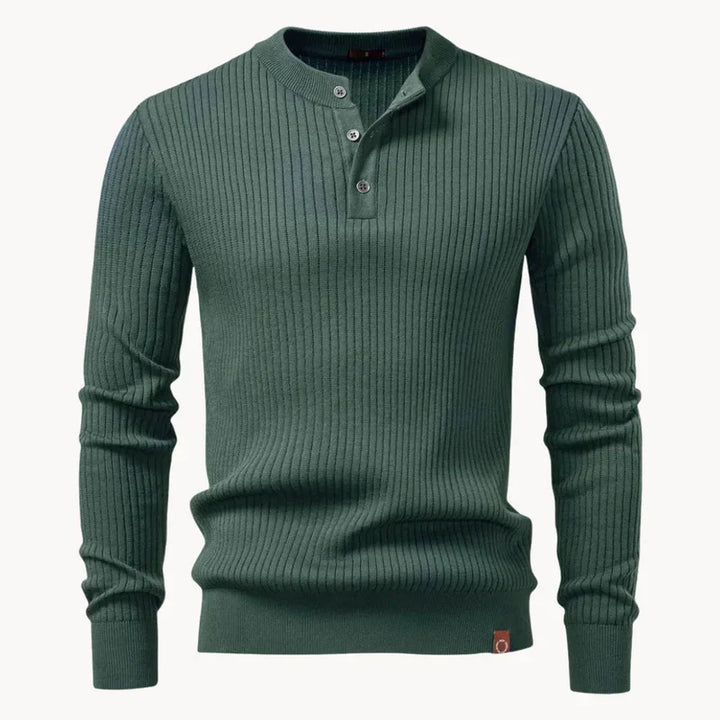 The Taormina Men's Ribbed Henley Knit Sweater
