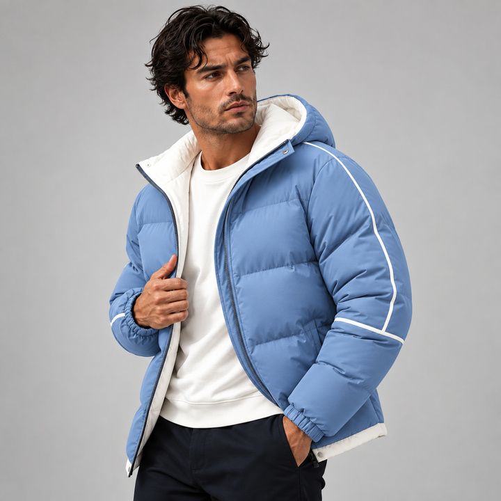 The London Men's Waterproof Puffer Jacket - Luxury Hooded Winter Coat