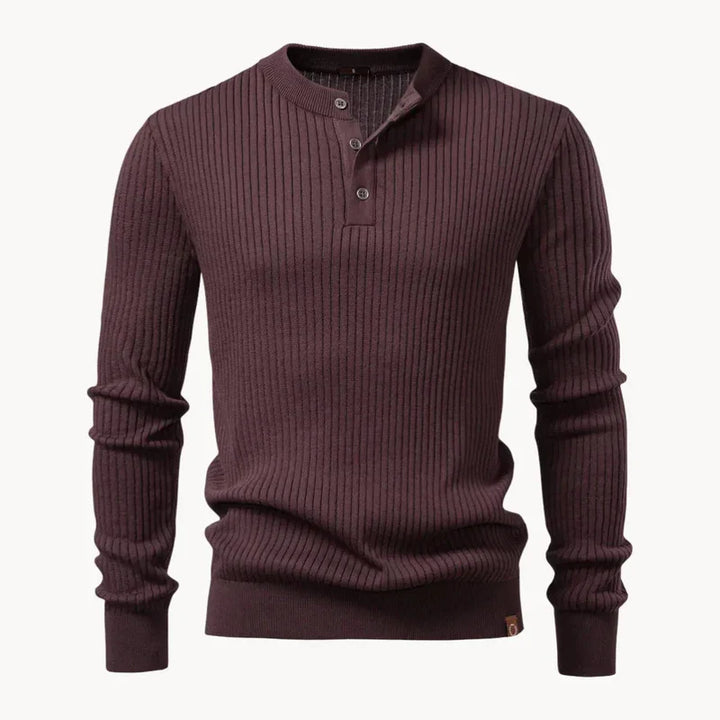 The Taormina Men's Ribbed Henley Knit Sweater