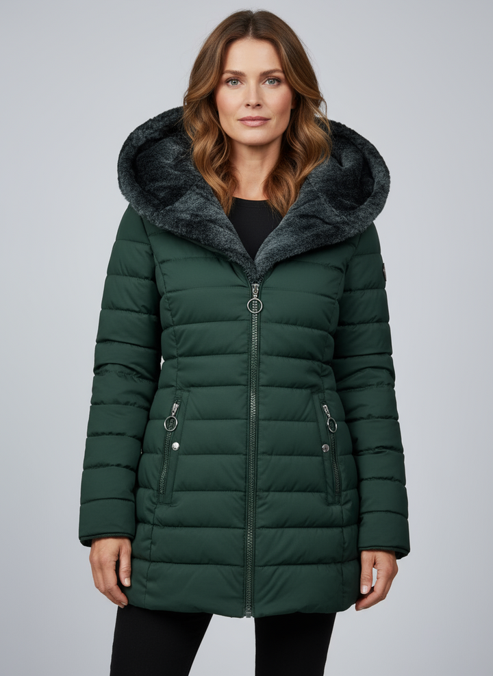 Women's Fur Hooded Puffer Coat – Long Quilted Winter Jacket