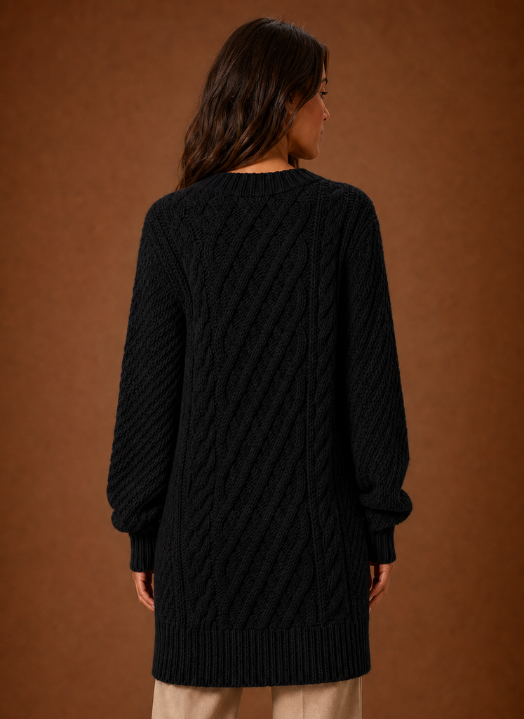 Women's Cozy Oversized Cable Knit Sweater Dress