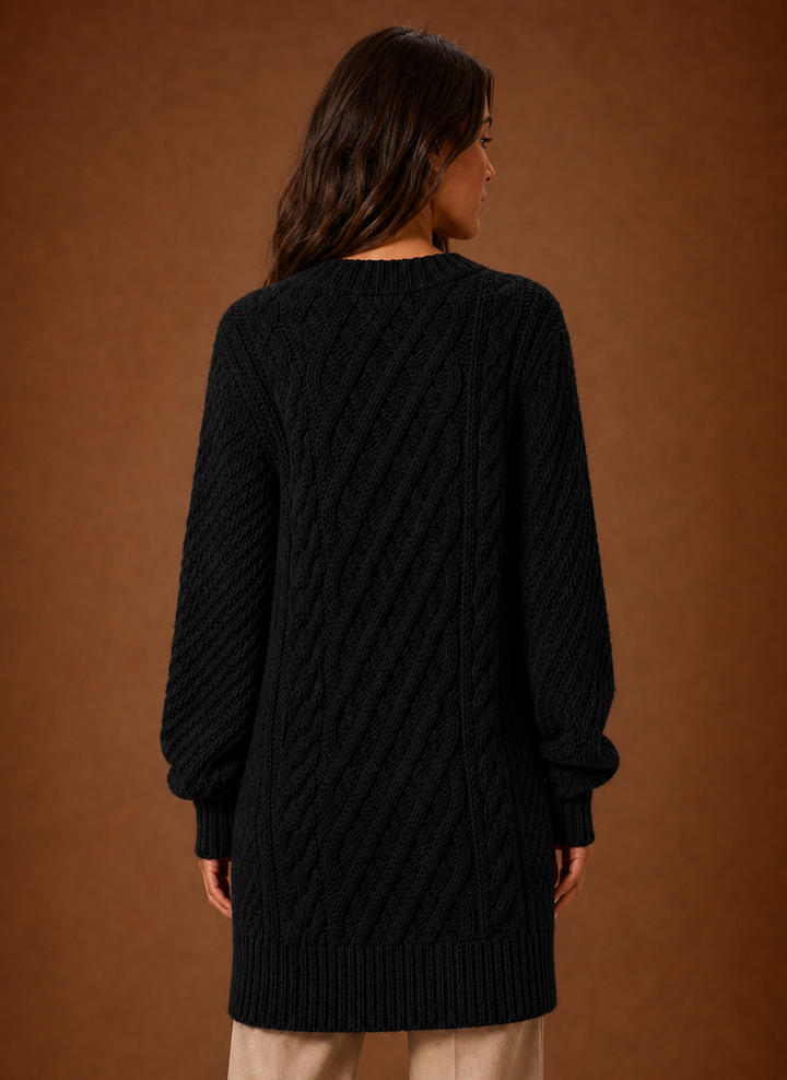 Women's Cozy Oversized Cable Knit Sweater Dress