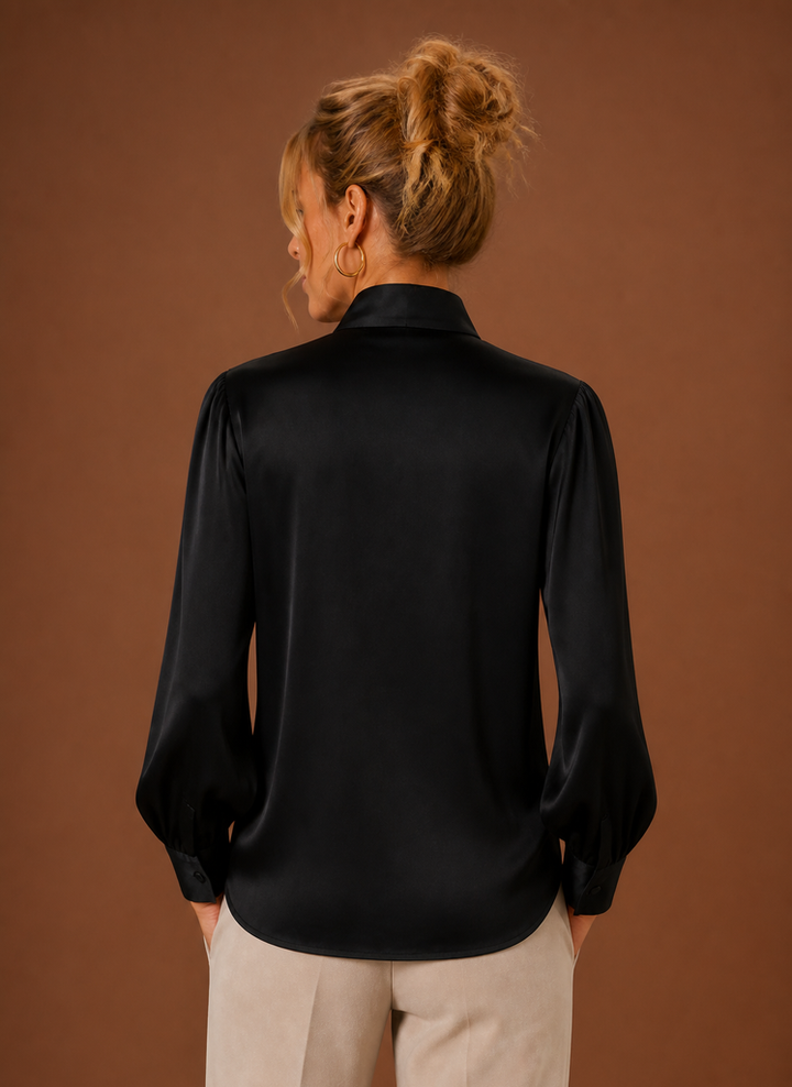 Women's Satin Look Bow Blouse
