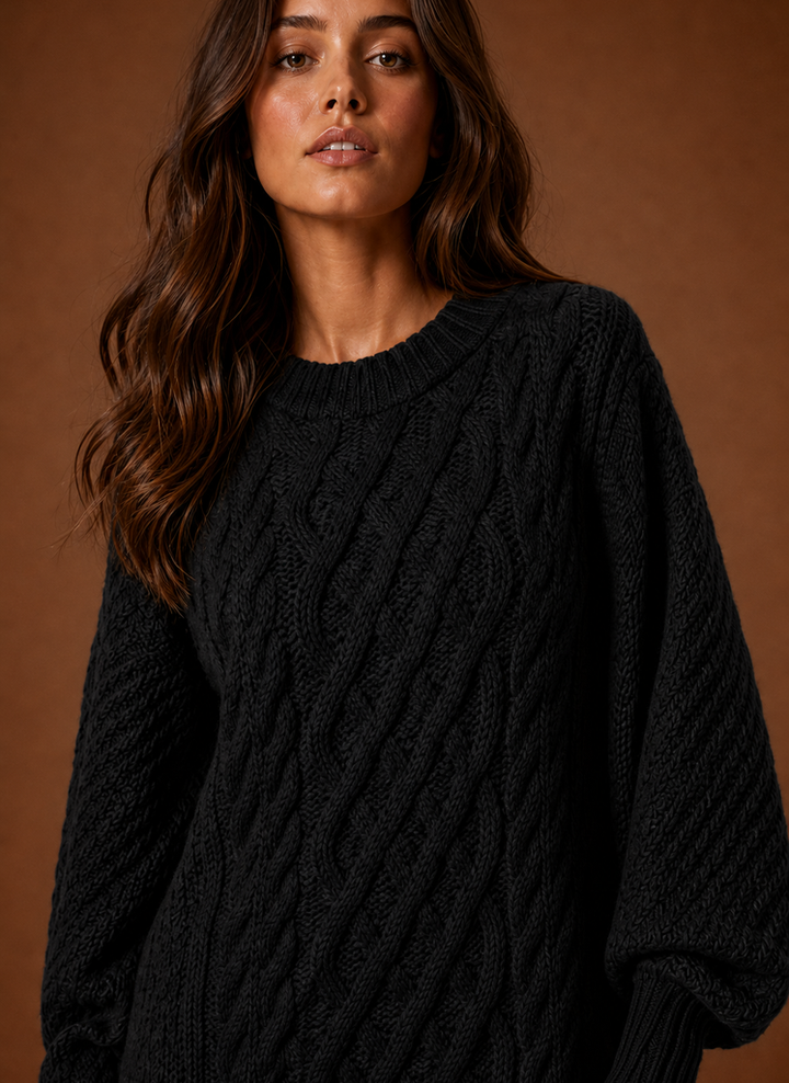 Women's Cozy Oversized Cable Knit Sweater Dress
