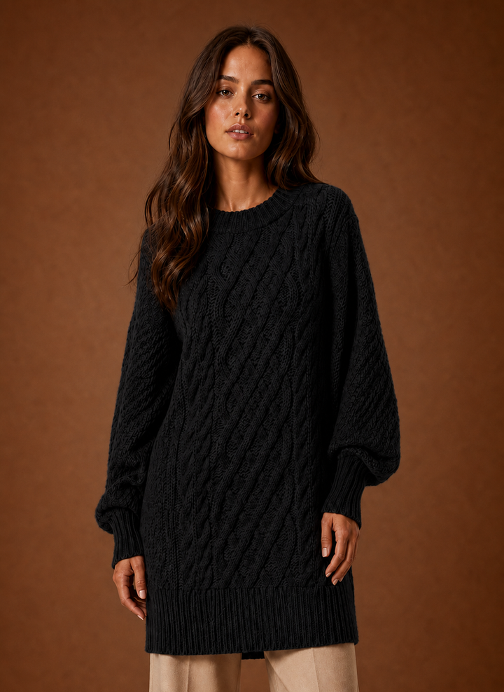 Women's Cozy Oversized Cable Knit Sweater Dress