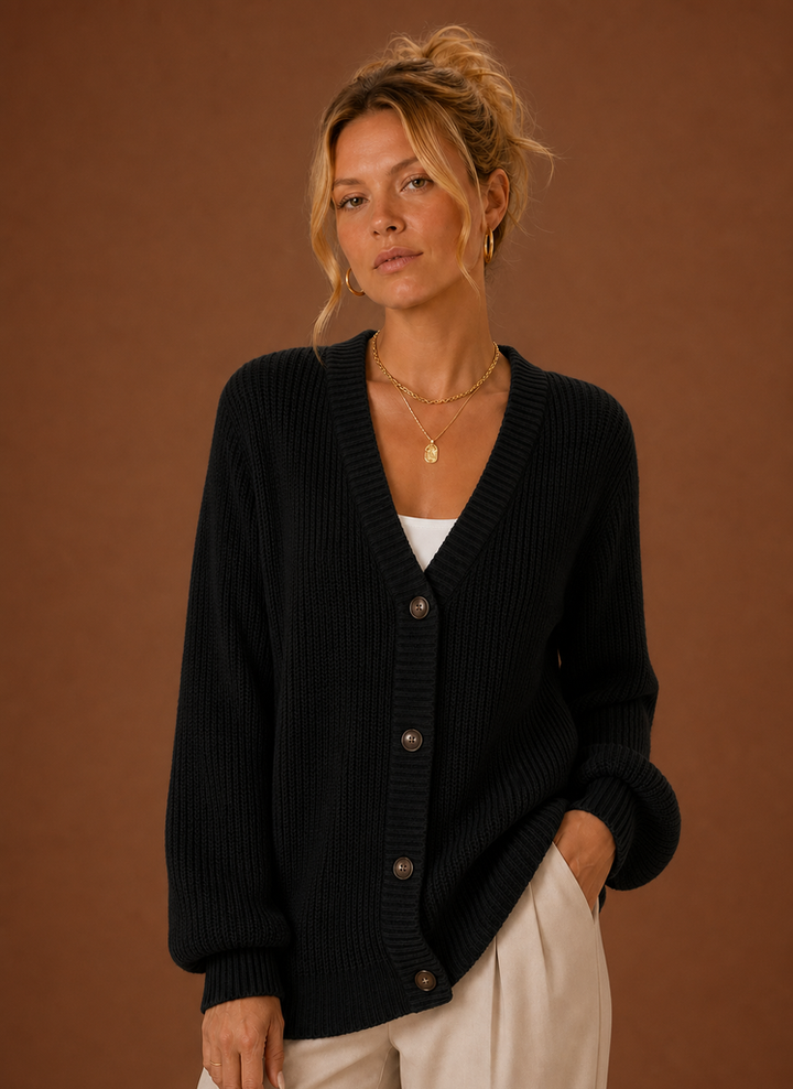 Women's Classic V Neck Button Front Knit Cardigan