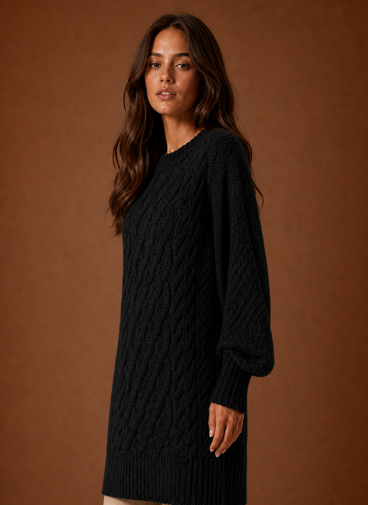 Women's Cozy Oversized Cable Knit Sweater Dress