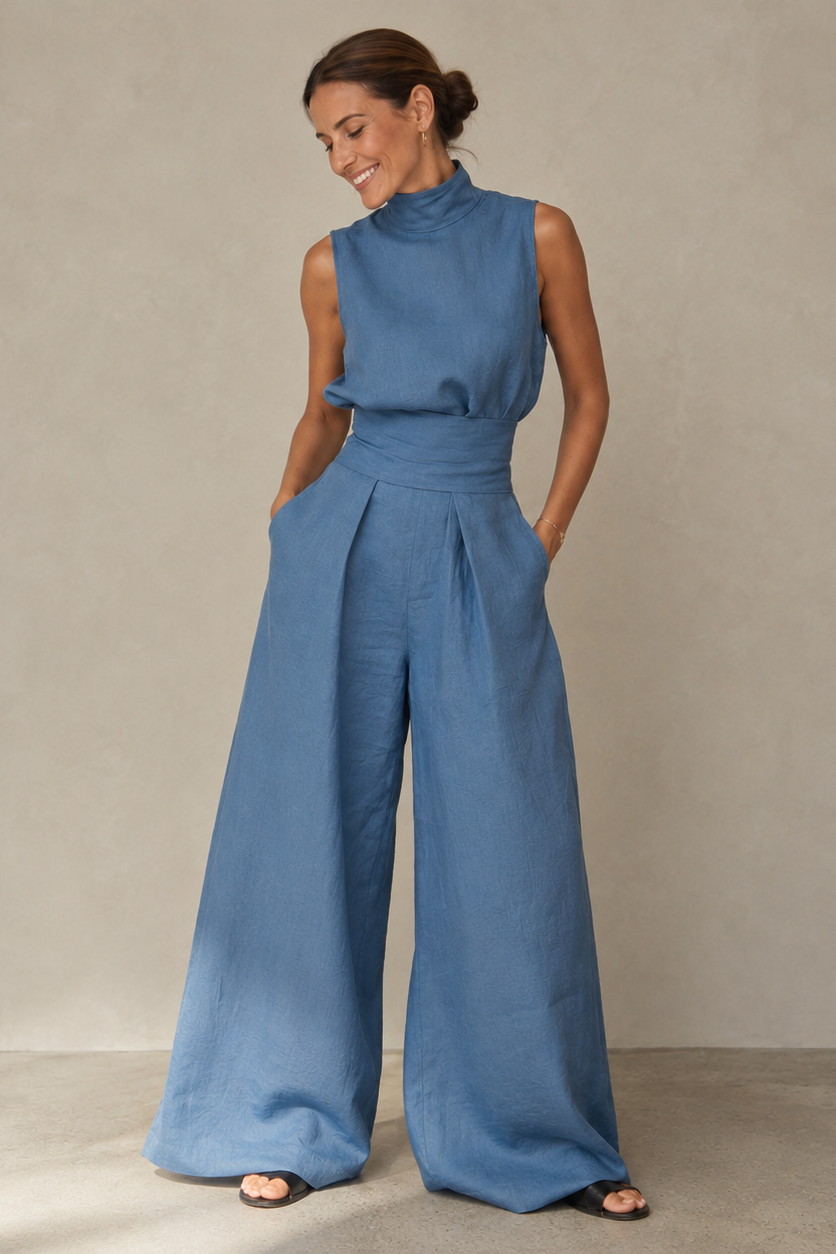 Women's High Neck Wide Leg Jumpsuit