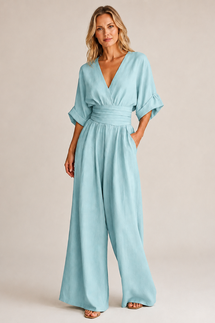 Women's Belted Wide Leg Jumpsuit