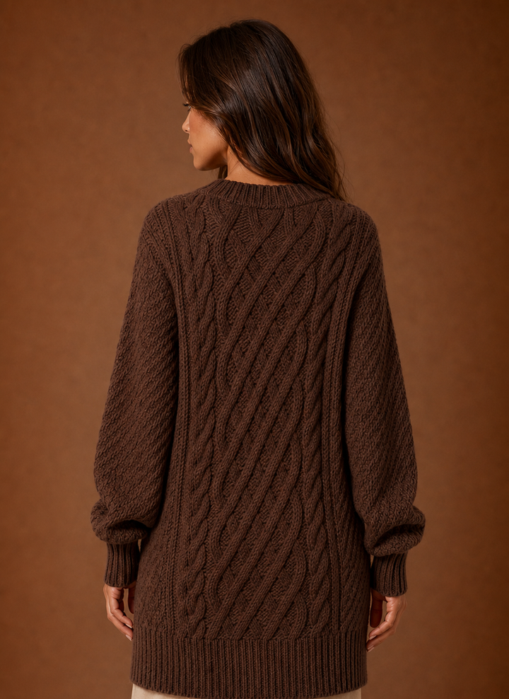Women's Cozy Oversized Cable Knit Sweater Dress
