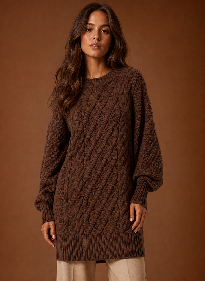 Women's Cozy Oversized Cable Knit Sweater Dress