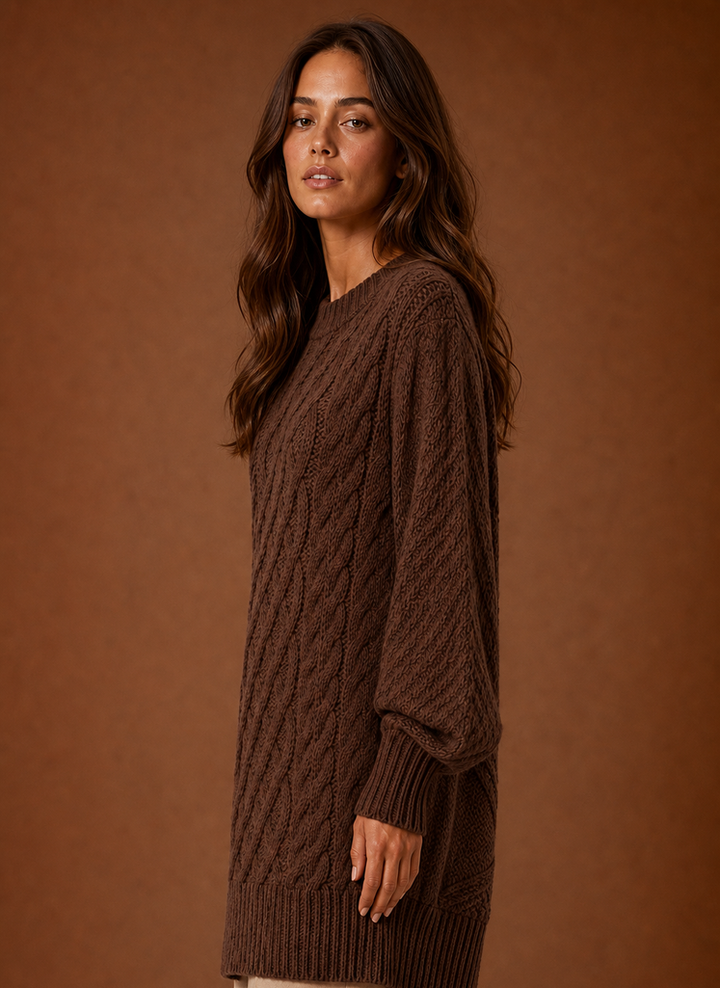 Women's Cozy Oversized Cable Knit Sweater Dress