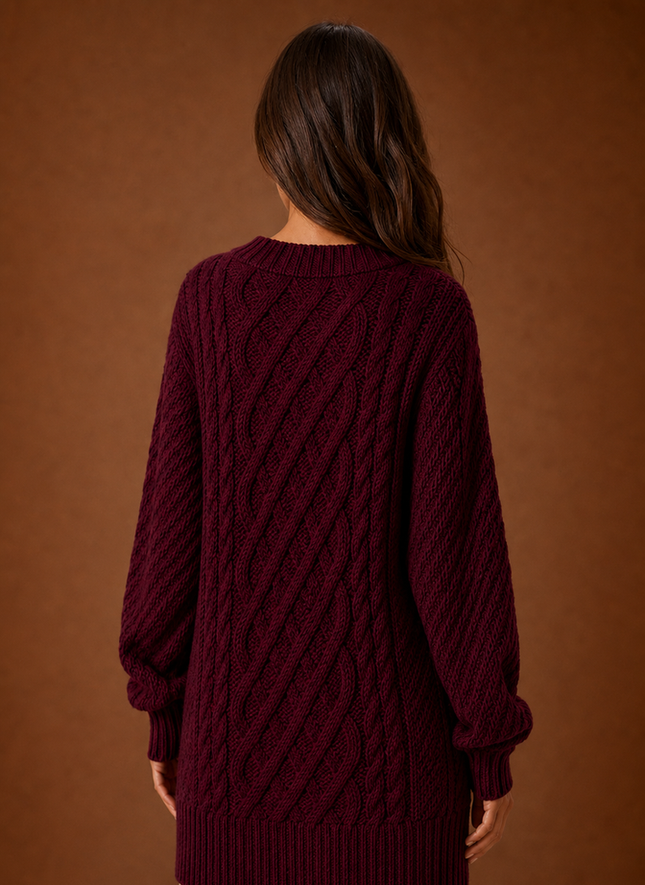 Women's Cozy Oversized Cable Knit Sweater Dress