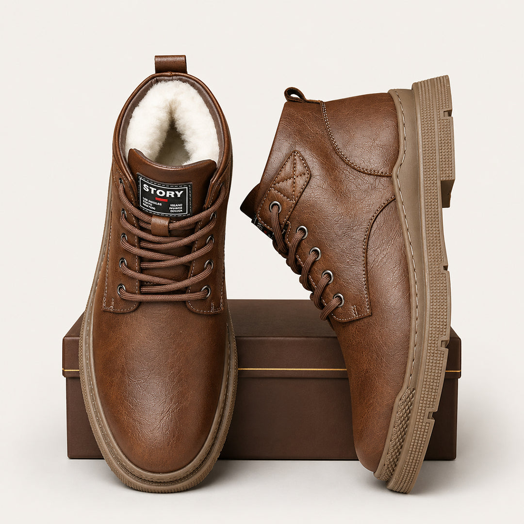 The Silverfield Men’s Classic Lace Up Leather Ankle Snow Boots