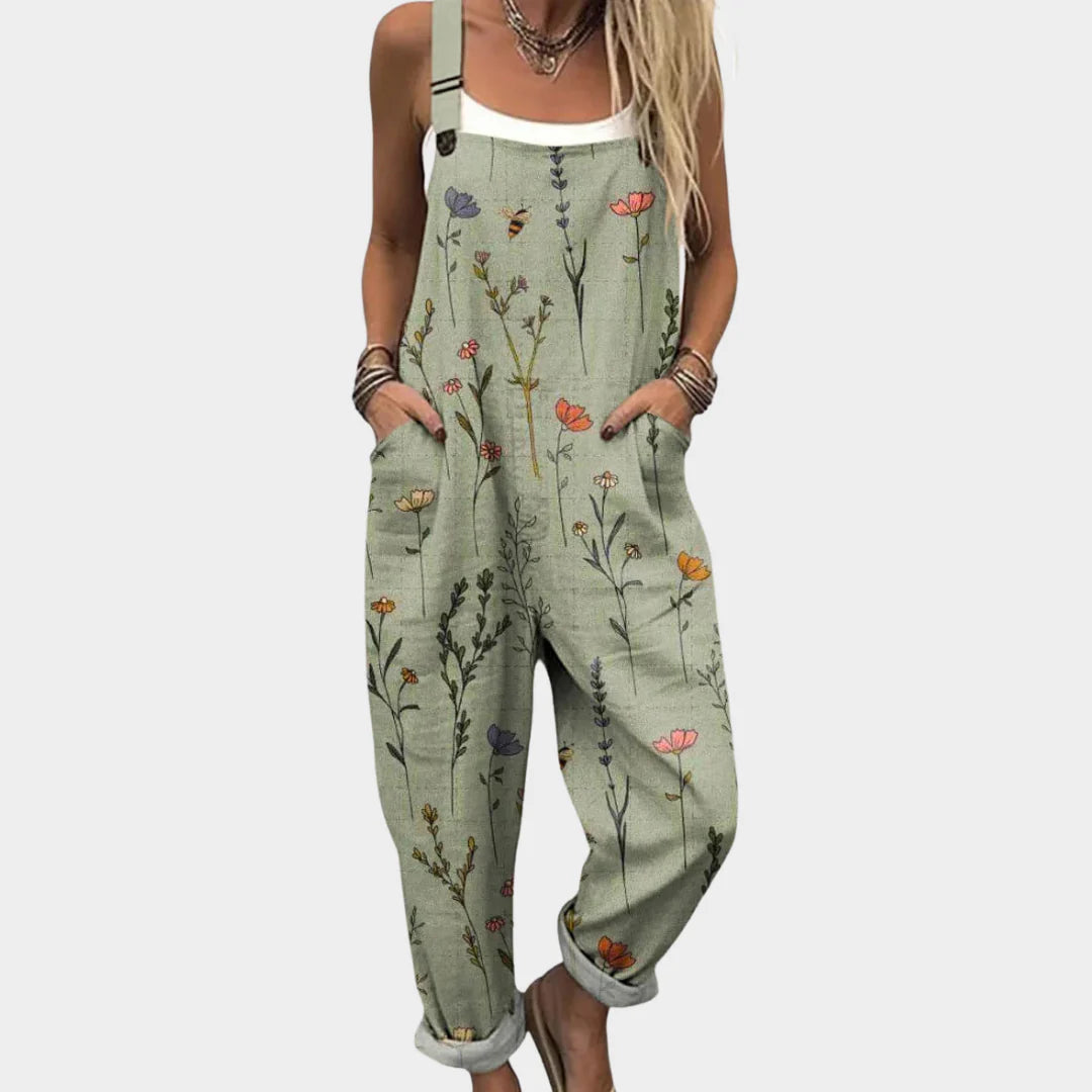 Casual Woven Strap Jumpsuit with Front Patch Pockets