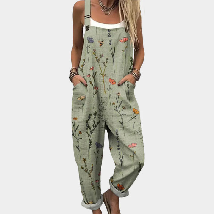 Casual Woven Strap Jumpsuit with Front Patch Pockets