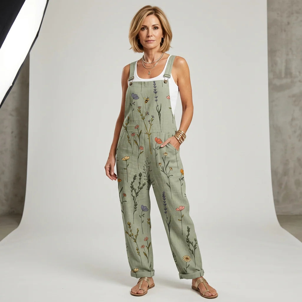 Casual Woven Strap Jumpsuit with Front Patch Pockets