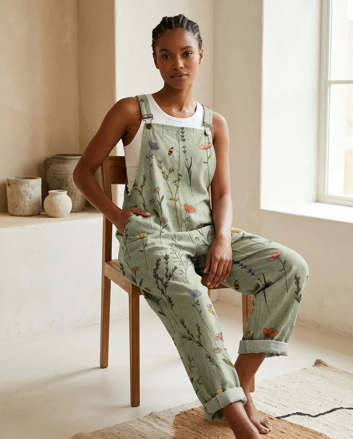 Casual Woven Strap Jumpsuit with Front Patch Pockets