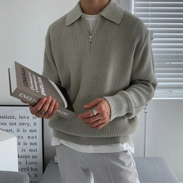 The Siena Men's Half Zip Knit Ribbed Sweater