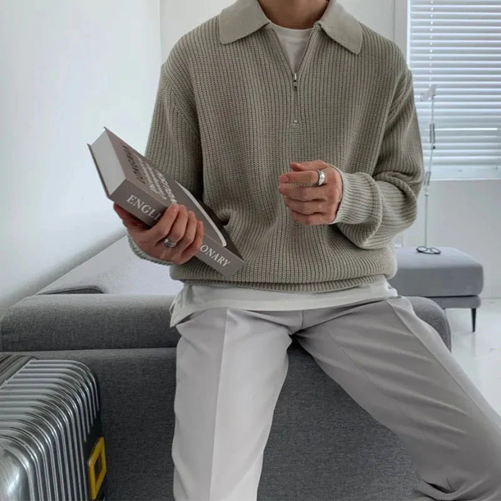 The Siena Men's Half Zip Knit Ribbed Sweater