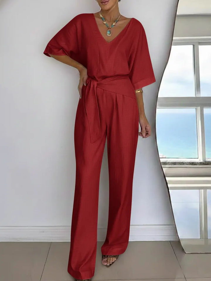 Women's Casual Ankle-Length Pocket Jumpsuit