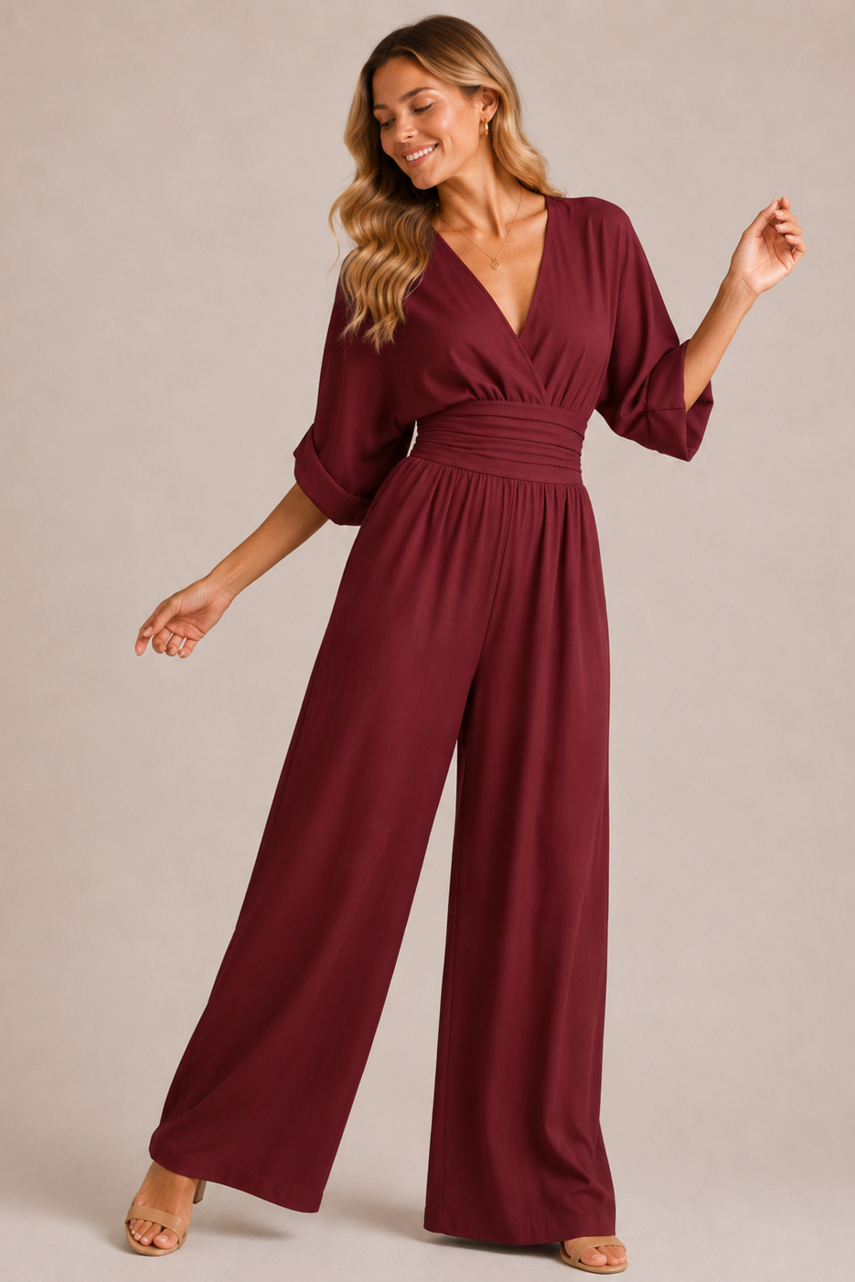 Women's Belted Wide Leg Jumpsuit