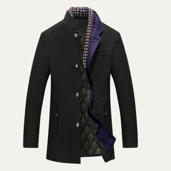 The Brookstone Men’s Elegant Classic Wool Coat with Quilted Lining