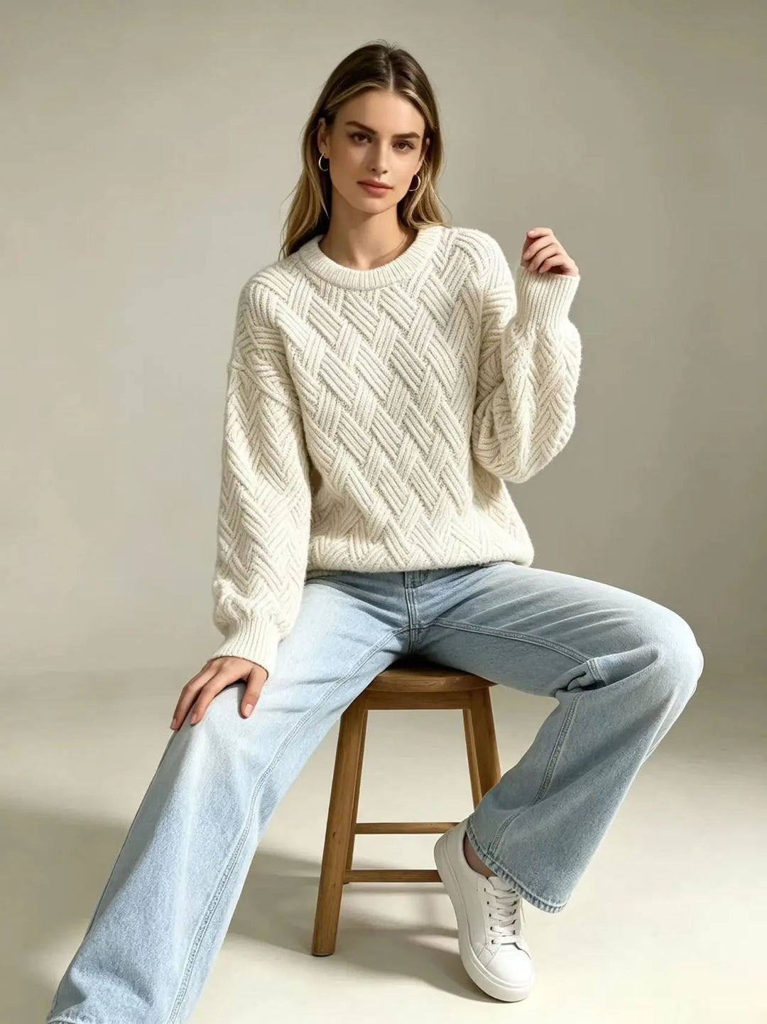 Women's Cable Knit Crewneck Sweater