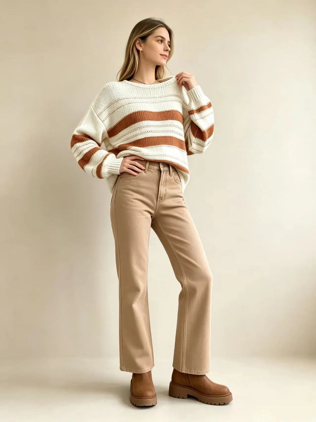 Women's Casual Oversized Striped Sweater