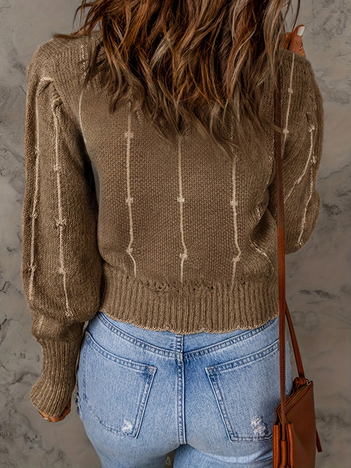 Women's Short Ribbed Top with Crew Neck
