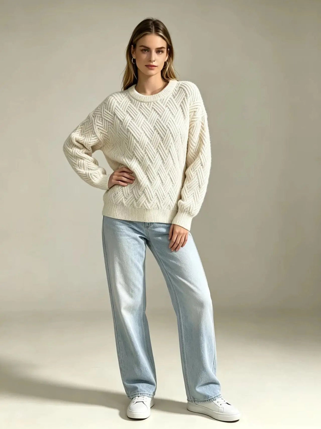 Women's Classic Cable Jumper with Crew Neck