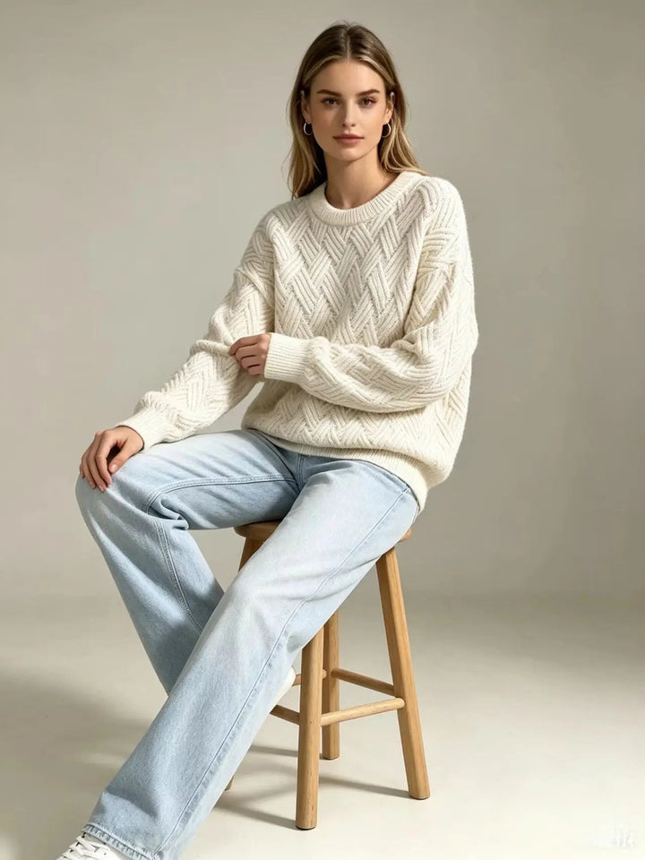 Women's Classic Cable Jumper with Crew Neck