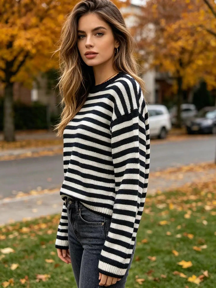 Women's Casual Striped Knit Sweater