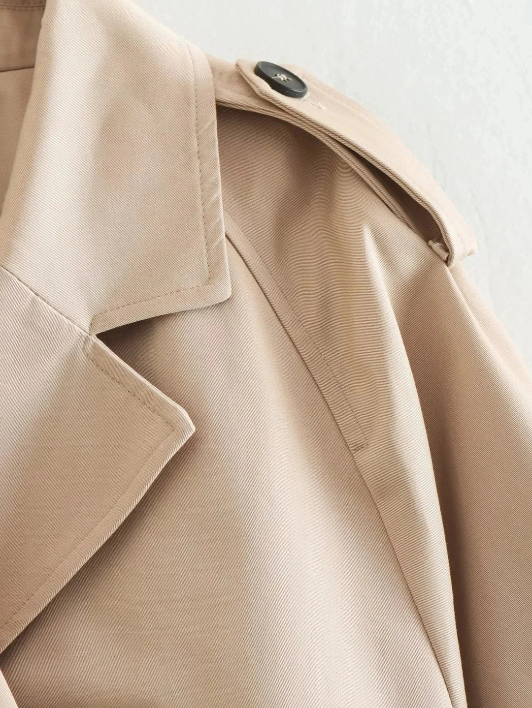 Women's Cropped Trench Jacket with Belted Waist