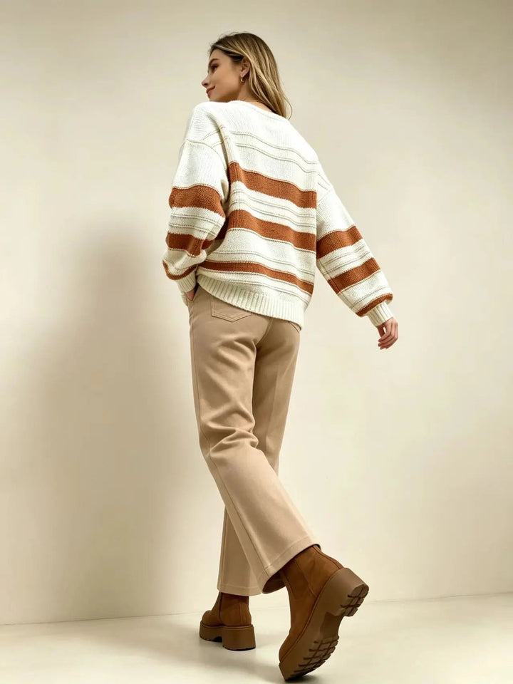 Women's Casual Oversized Striped Sweater