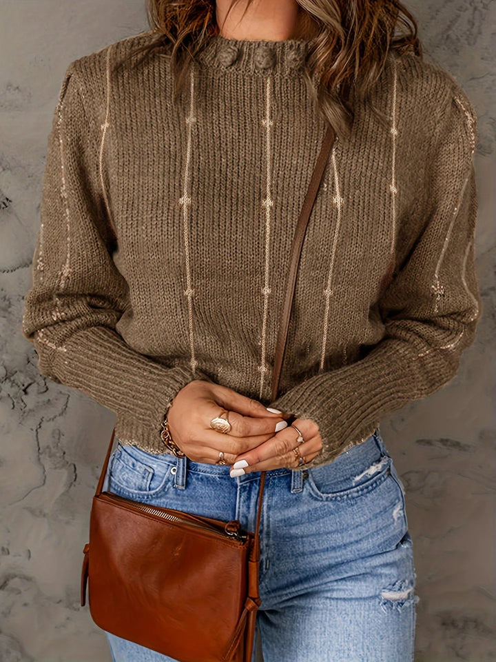 Women's Ribbed Crewneck Cropped Sweater