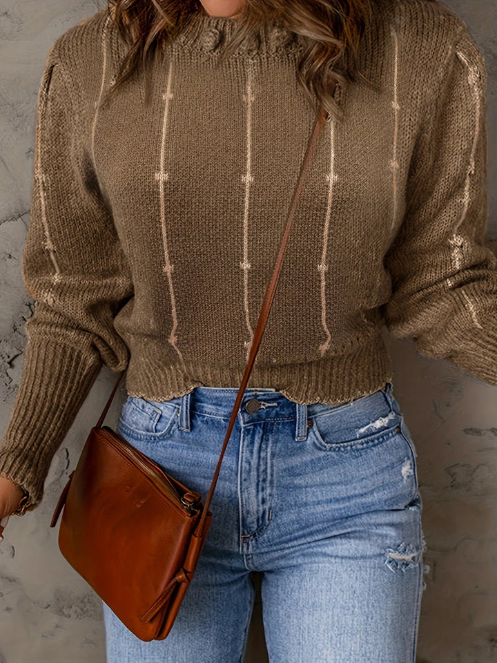 Women's Ribbed Crewneck Cropped Sweater