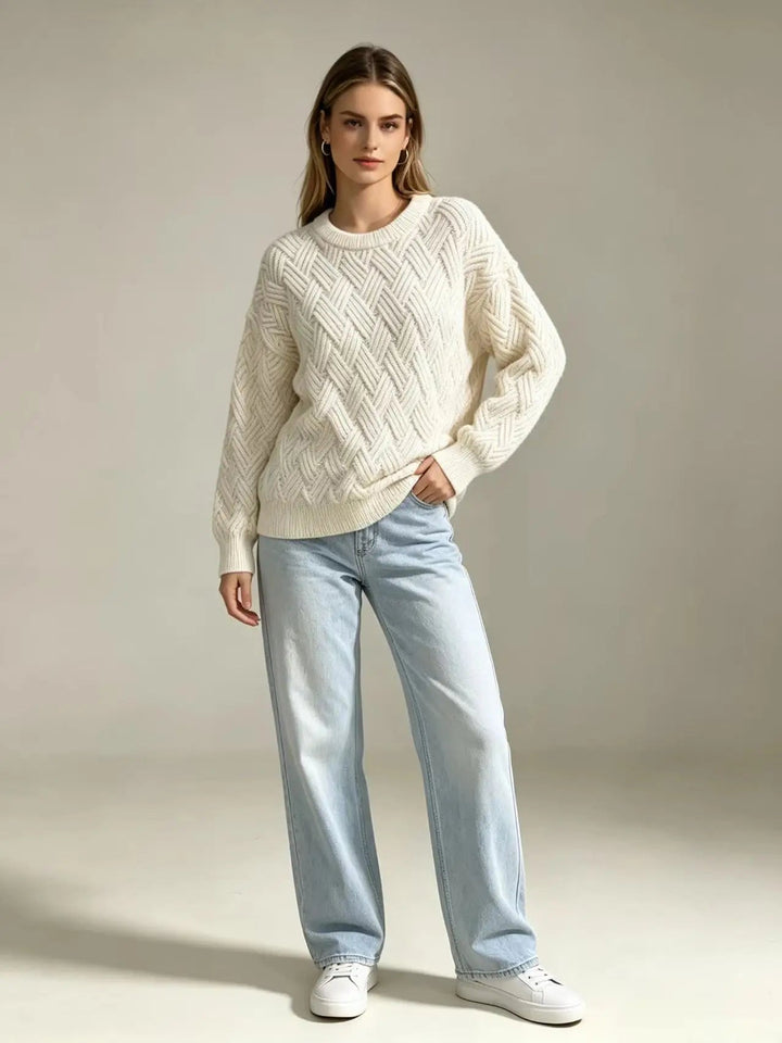 Women's Classic Cable Jumper with Crew Neck