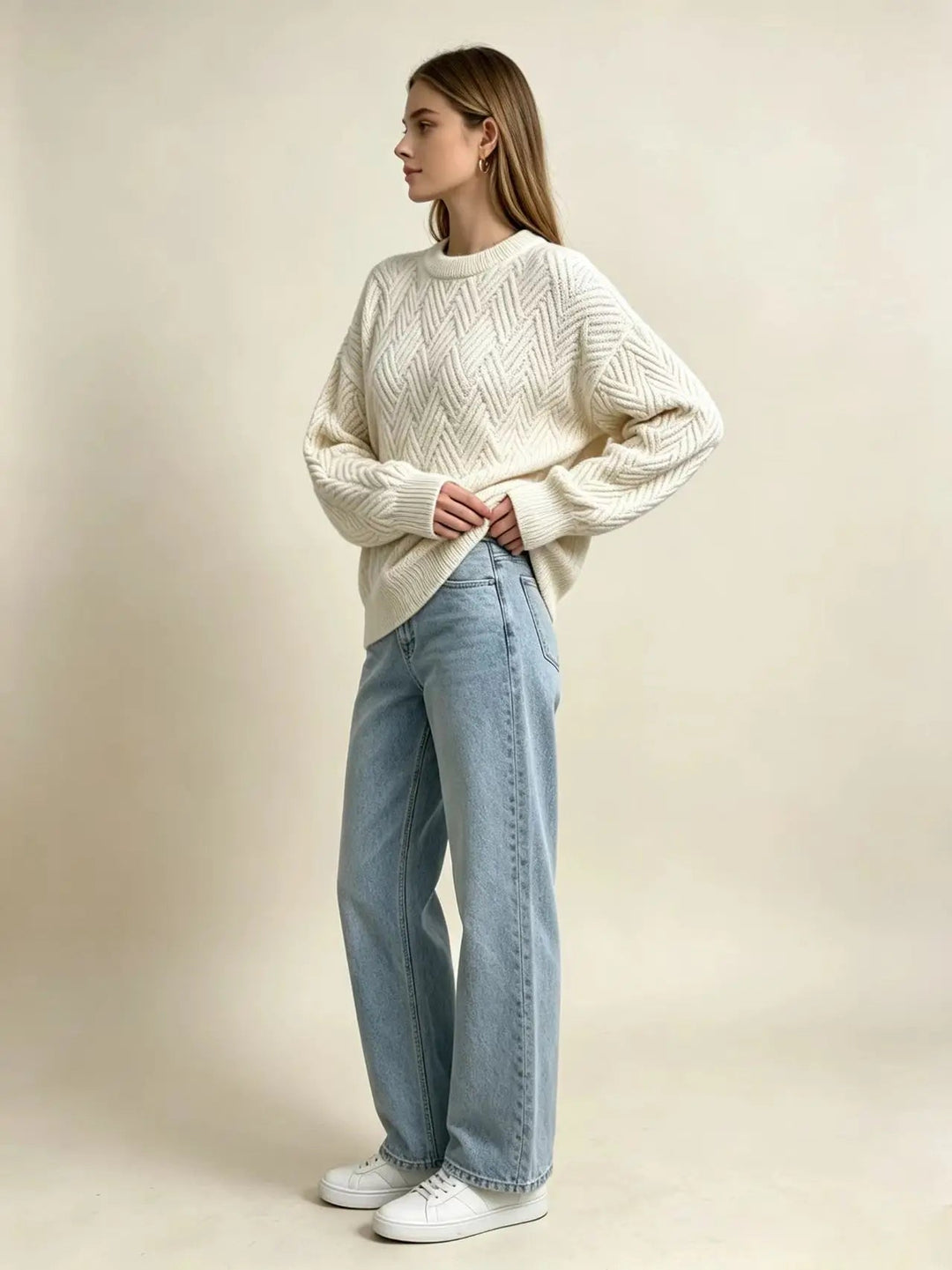 Women's Classic Cable Jumper with Crew Neck