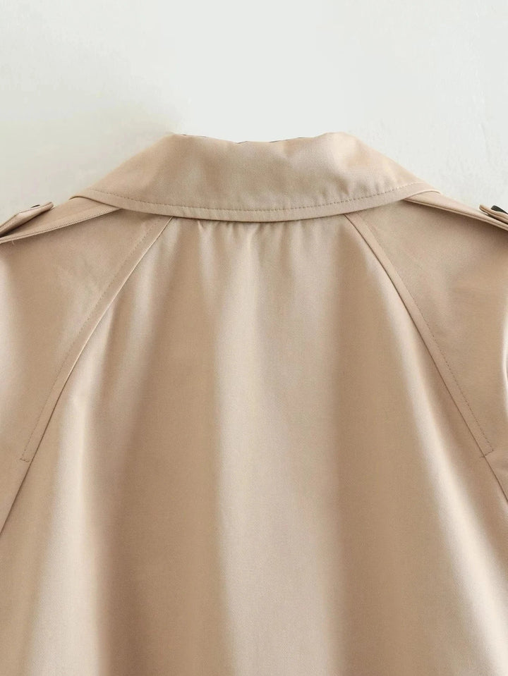 Women's Short Trench Coat with Tie Waist