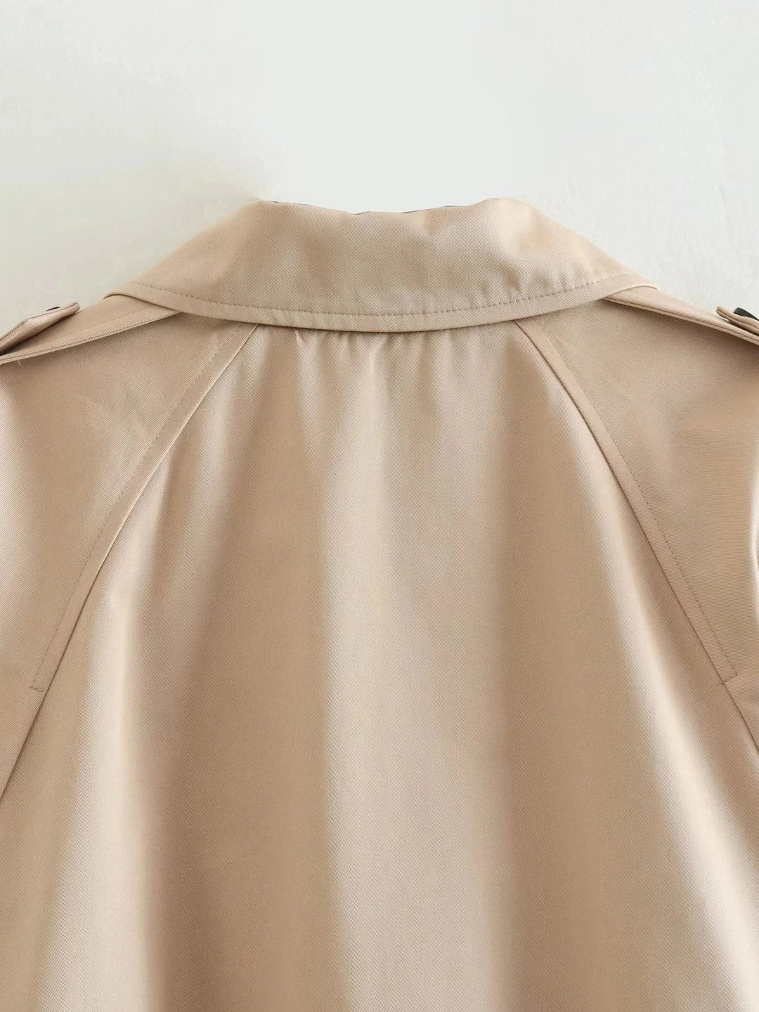 Women's Cropped Trench Jacket with Belted Waist