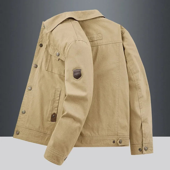 Men's Utility Jacket Beige Multi Pocket Casual
