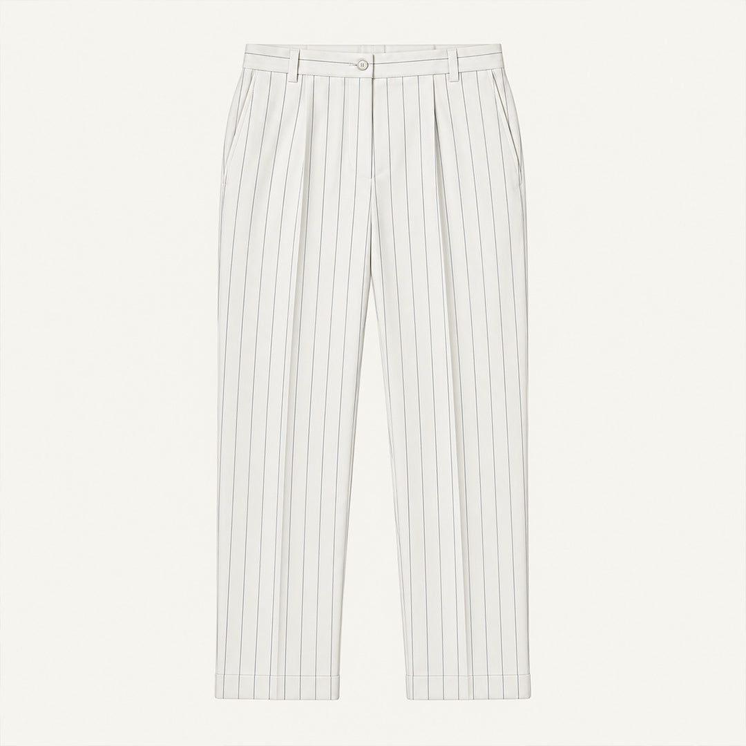 The Freycinet Men’s Lightweight Smart Casual White Pinstripe Dress Pants