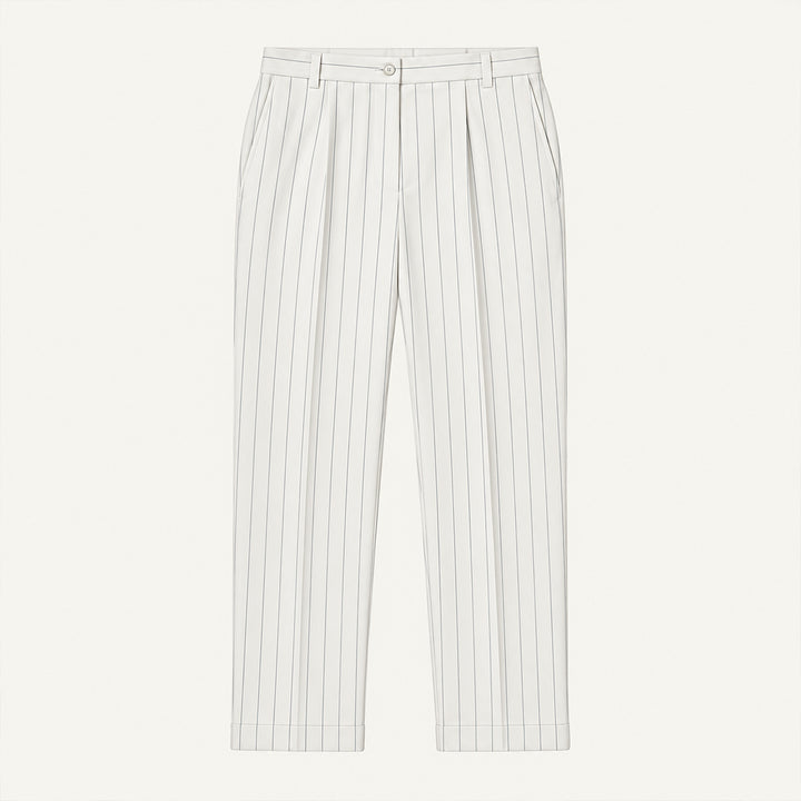 The Freycinet Men’s Lightweight Smart Casual White Pinstripe Dress Pants