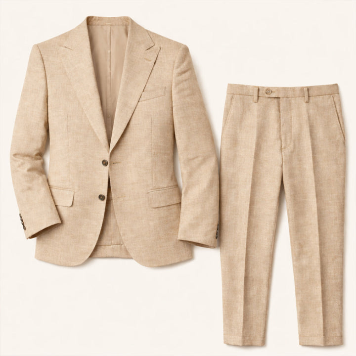 The Pinebrook Ridge Men’s Luxury Linen Wedding Suit – 2 Piece Single Breasted Set