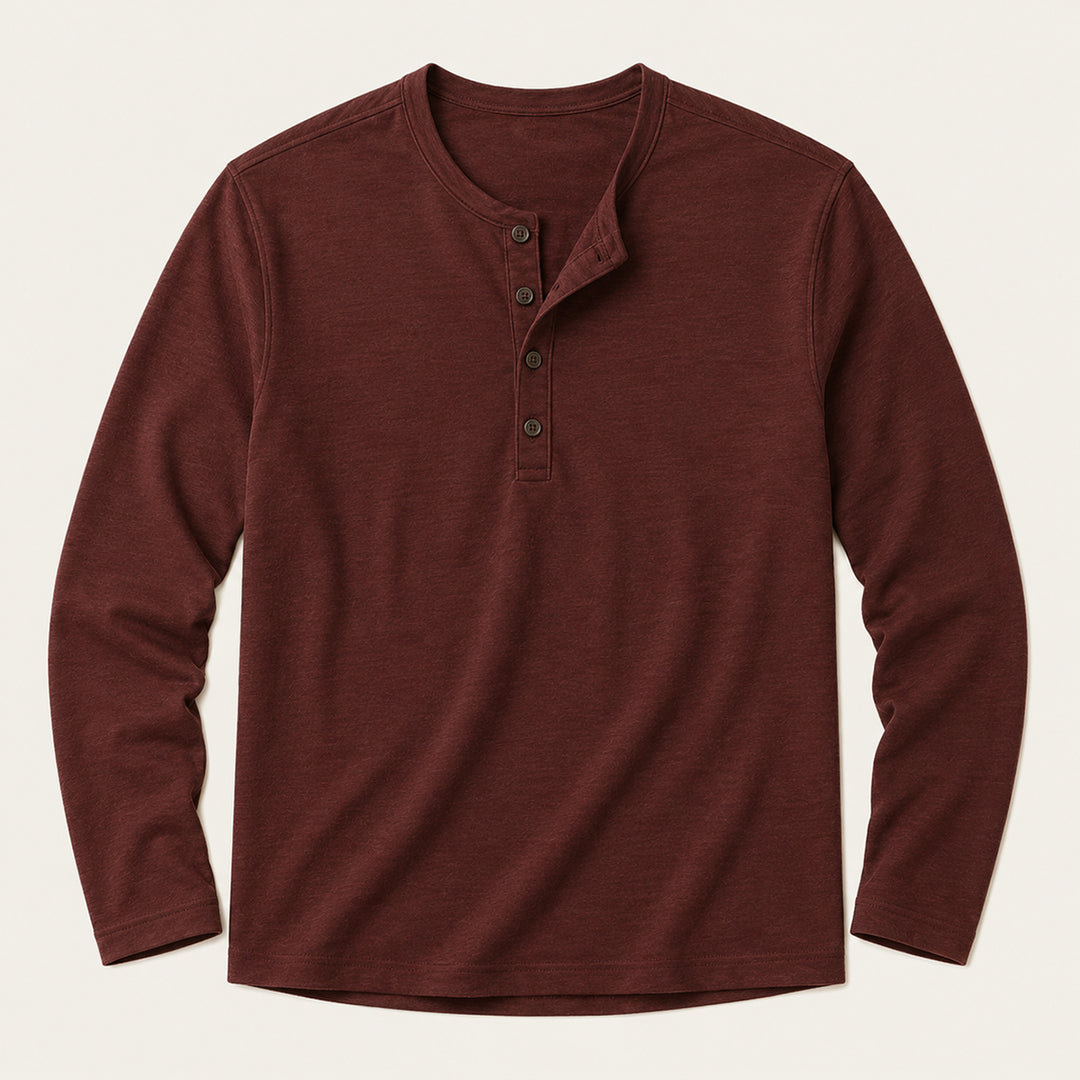 The Brisbane Men's Slim Fit Button Neck Cotton Shirt